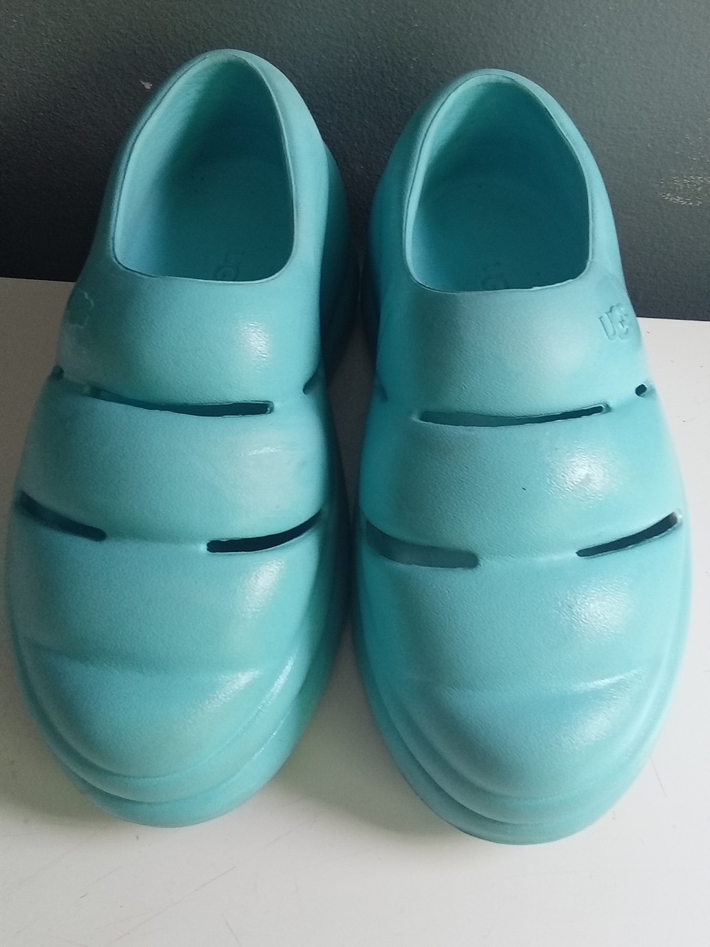 UGG Sport Yeah Clog Bright River Blue Platform Foam Slip On Mules 1126811